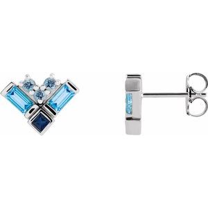 Blue Multi-Gemstone Cluster Earrings (Style 87168)