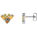 Yellow Multi-Gemstone Cluster Earrings (Style 87168)