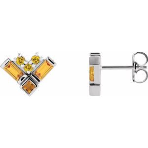 Yellow Multi-Gemstone Cluster Earrings (Style 87168)