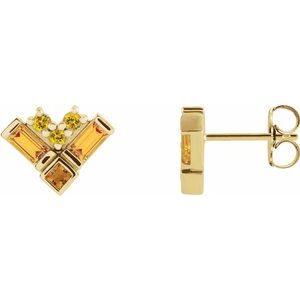 Yellow Multi-Gemstone Cluster Earrings (Style 87168)