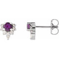 Natural Amethyst And 1/6 Ctw Natural Diamond Earrings (Style 86950)
