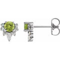 Natural Peridot And 1/6 Ctw Natural Diamond Earrings (Style 86950)