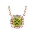 Natural Peridot And .05 Ctw Natural Diamond Necklace (Style 87002)
