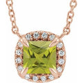 Natural Peridot And .05 Ctw Natural Diamond Necklace (Style 87002)