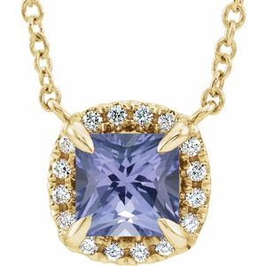 Natural Tanzanite And .05 Ctw Natural Diamond Necklace (Style 87002)