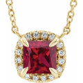 Natural Ruby And .05 Ctw Natural Diamond Necklace (Style 87002)