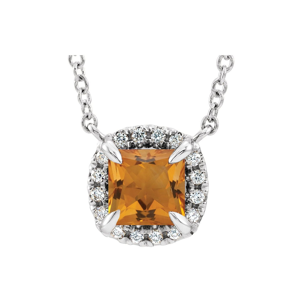 Natural Citrine And .05 Ctw Natural Diamond Necklace (Style 87002)