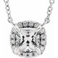 Natural White Sapphire And .05 Ctw Natural Diamond Necklace (Style 87002)