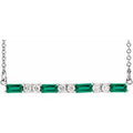 Natural Emerald And 1/6 Ctw Natural Diamond Bar Necklace (Style 86790)