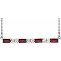 Natural Garnet And 1/6 Ctw Natural Diamond Bar Necklace (Style 86790)