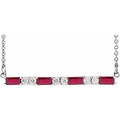 Natural Ruby And 1/6 Ctw Natural Diamond Bar Necklace (Style 86790)