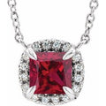 Natural Ruby And .05 Ctw Natural Diamond Necklace (Style 87002)