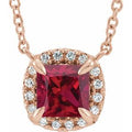 Natural Ruby And .05 Ctw Natural Diamond Necklace (Style 87002)