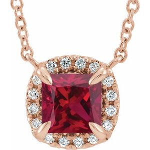 Natural Ruby And .05 Ctw Natural Diamond Necklace (Style 87002)