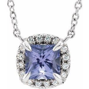 Natural Tanzanite And .05 Ctw Natural Diamond Necklace (Style 87002)