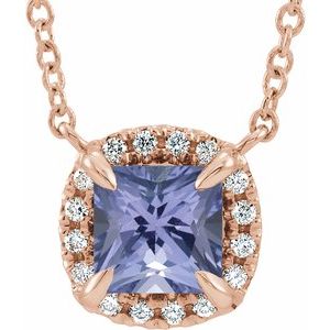 Natural Tanzanite And .05 Ctw Natural Diamond Necklace (Style 87002)