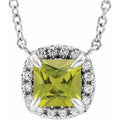 Natural Peridot And .05 Ctw Natural Diamond Necklace (Style 87002)