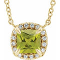 Natural Peridot And .05 Ctw Natural Diamond Necklace (Style 87002)