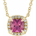 Natural Pink Tourmaline And .05 Ctw Natural Diamond Necklace (Style 87002)