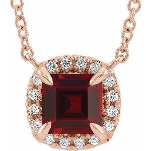 Natural Mozambique Garnet And .05 Ctw Natural Diamond Necklace (Style 87002)