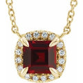 Natural Mozambique Garnet And .05 Ctw Natural Diamond Necklace (Style 87002)