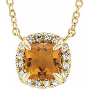 Natural Citrine And .05 Ctw Natural Diamond Necklace (Style 87002)