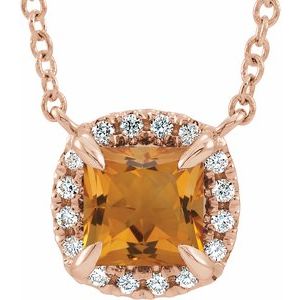 Natural Citrine And .05 Ctw Natural Diamond Necklace (Style 87002)