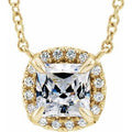 Natural White Sapphire And .05 Ctw Natural Diamond Necklace (Style 87002)