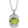 Natural Peridot And 1/3 Ctw Natural Diamond Necklace (Style 86970)