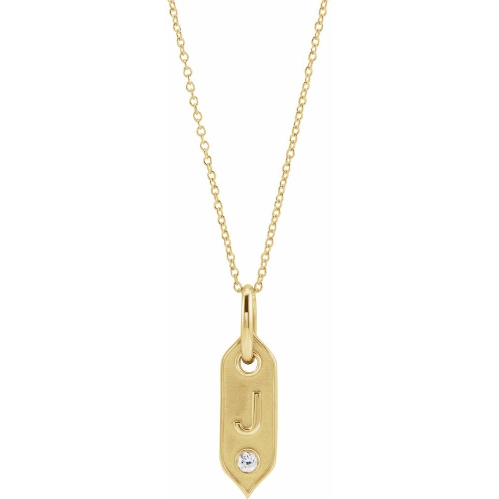 14K Yellow Gold .05 CT Natural Diamond Initial J 16-18" Necklace