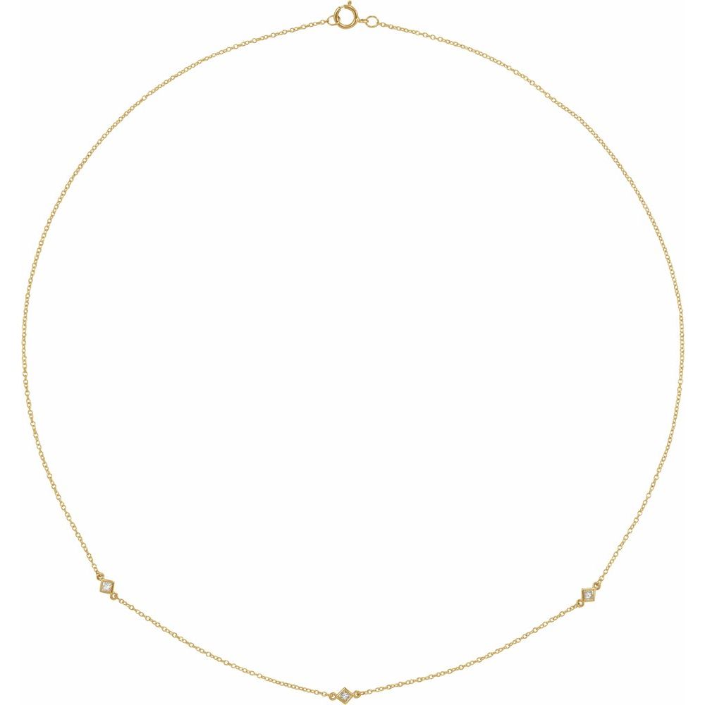 14K Yellow Gold 1/6 CTW Natural Diamond 3-Station 18" Necklace