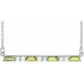 Natural Peridot And 1/6 Ctw Natural Diamond Bar Necklace (Style 86790)