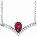 Natural Mozambique Garnet And .06 Ctw Natural Diamond Necklace (Style 86814)