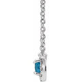 Natural Aquamarine And .05 Ctw Natural Diamond Necklace (Style 87002)