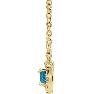 Natural Aquamarine And .05 Ctw Natural Diamond Necklace (Style 87002)