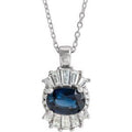 Natural Blue Sapphire And 1/3 Ctw Natural Diamond Necklace (Style 86970)