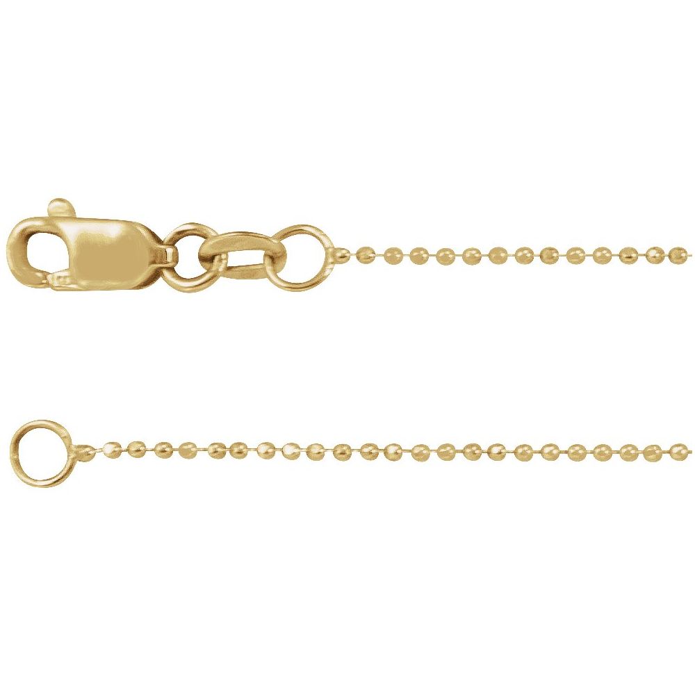 14K Yellow Gold 1 mm Diamond-Cut Bead 18" Chain