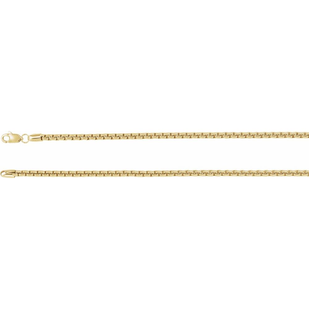 14K Yellow 2.6 mm Rounded Box 18" Chain
