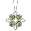 Natural Peridot And 1/6 Ctw Natural Diamond Necklace (Style 86368)