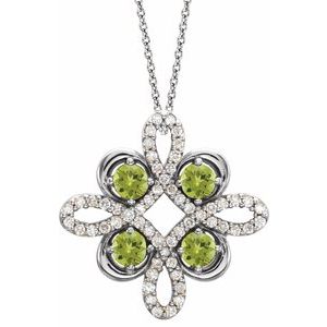 Natural Peridot And 1/6 Ctw Natural Diamond Necklace (Style 86368)