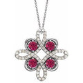 Natural Pink Tourmaline And 1/8 Ctw Natural Diamond Necklace (Style 86368)