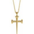 14K Yellow Nail Cross 18" Necklace