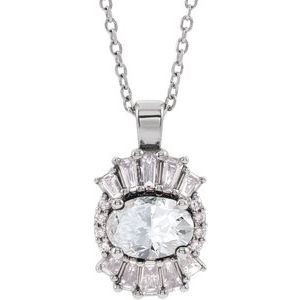 Natural White Sapphire And 1/3 Ctw Natural Diamond Necklace (Style 86970)