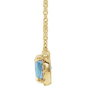 Natural Aquamarine And .05 Ctw Natural Diamond Necklace (Style 87002)
