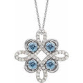 Natural Aquamarine And 1/6 Ctw Natural Diamond Necklace (Style 86368)