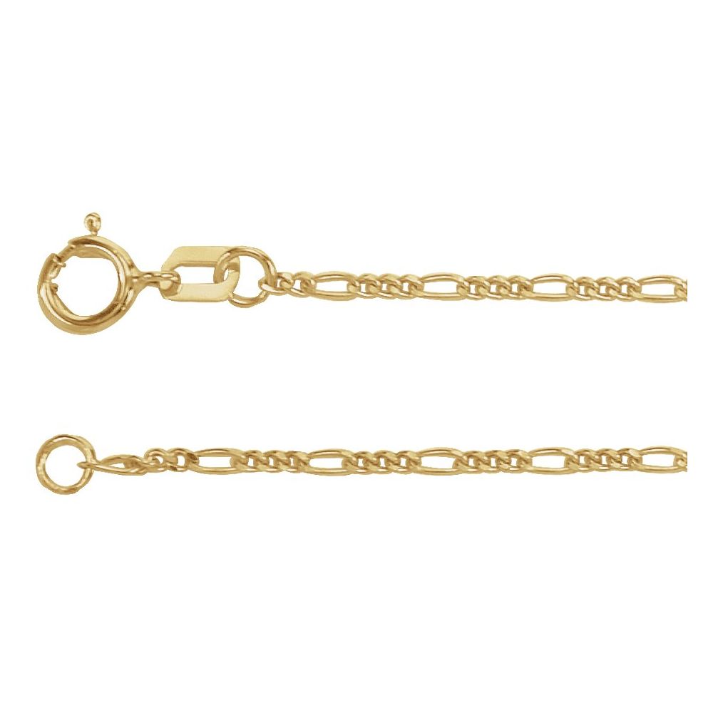 14K Yellow 1.28 mm Figaro 18" Chain