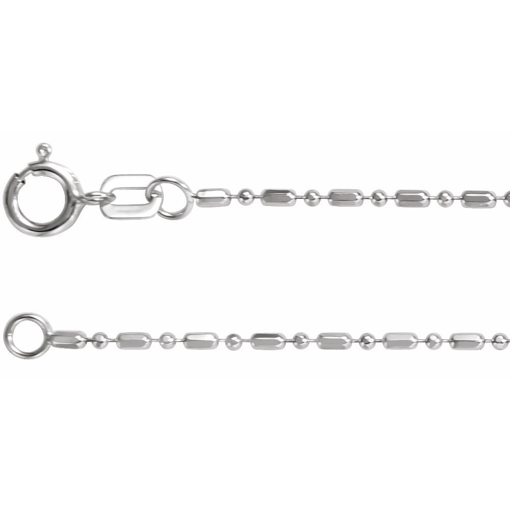 14K White 1.15 mm Hollow Diamond-Cut Bead 18" Chain