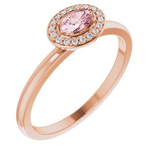 Natural Pink Morganite And .04 CTW Natural Diamond Ring (Style 122744)