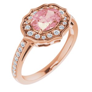Natural Peach Morganite And 1/3 CTW Natural Diamond Ring (Style 71873)