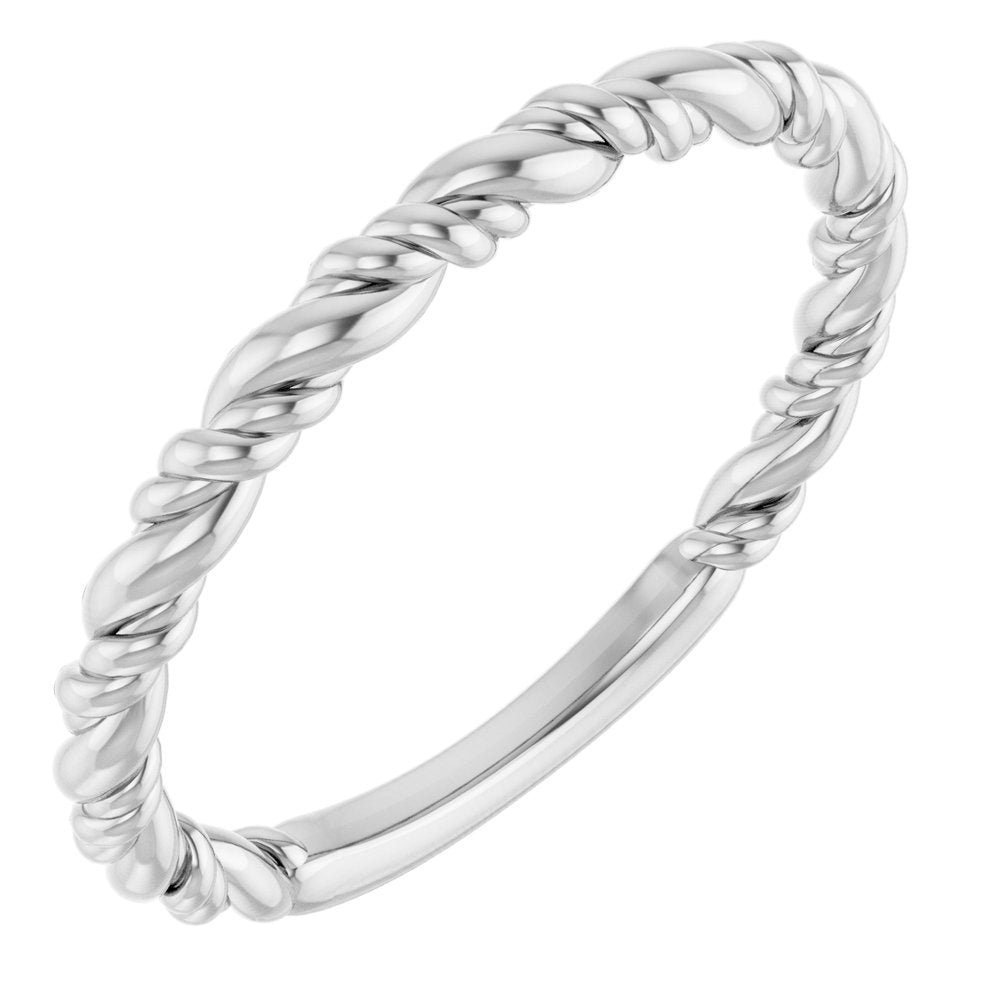 Utility 14K White Gold Stackable Rope Ring
